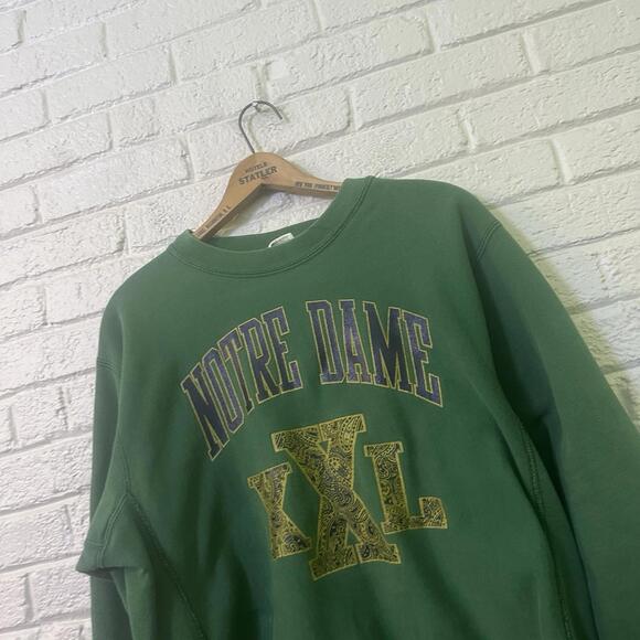 Vintage Crable Sportswear Notre Dame Sweatshirt‎ Mens Large Green Pullover - Picture 1 of 3